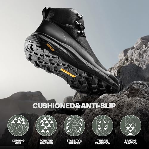 NORTIV 8 Men's Mid Waterproof Hiking Boots Outdoor Lightweight Breathable Trekking Camping Mountaineering Shoes HydroTrek3