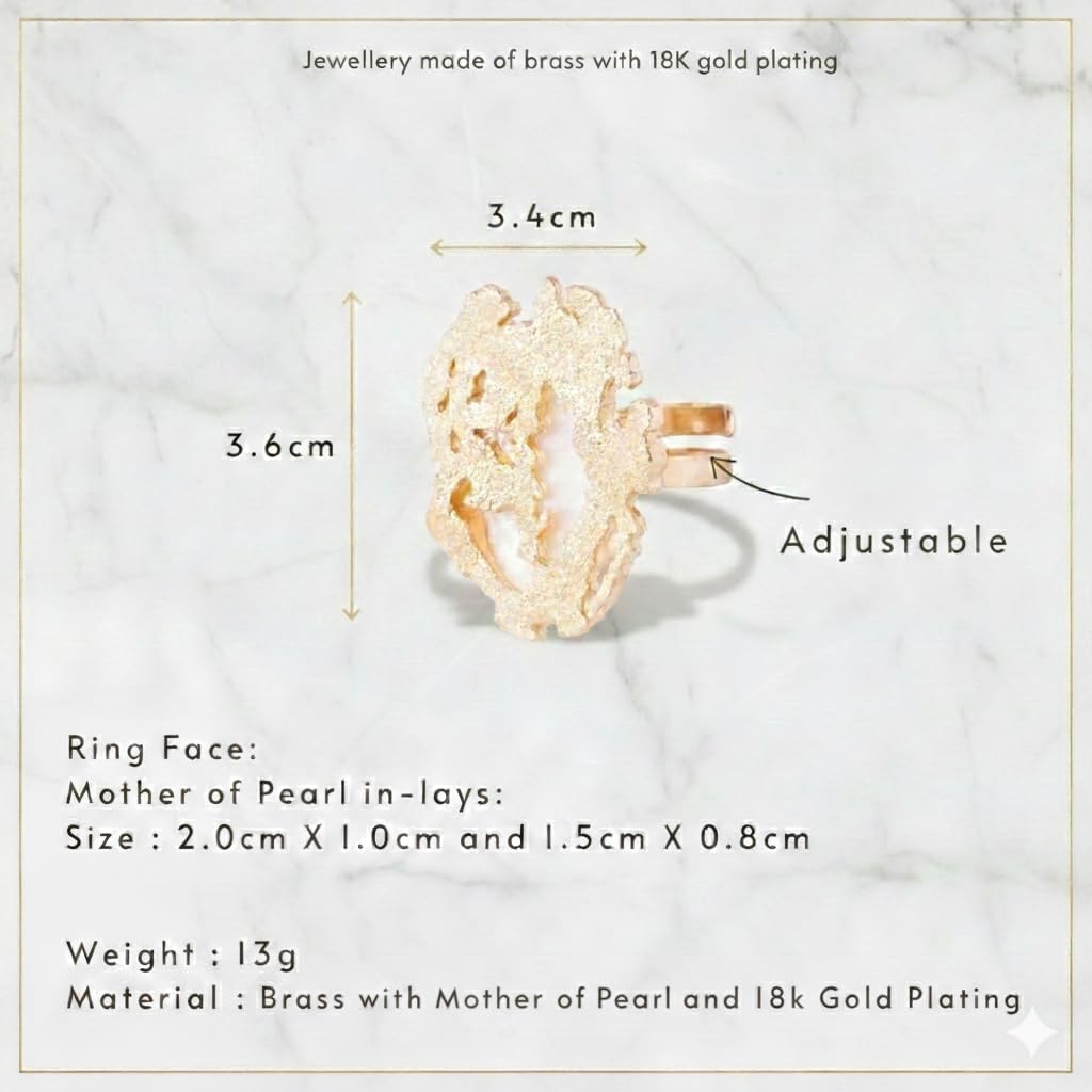 Chunky Gold Statement Ring for Women,18K Gold Plated Lightweight Ring, Premium Adjustable Jewelry Gift, Ideal for Women, Wedding and Parties
