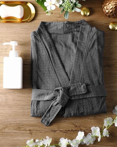 Image of Panitay Women's Waffle Knit Robes Thin Spa Bath Robe Bulk Hotel Lightweight Commercial Soft for House Shower Party