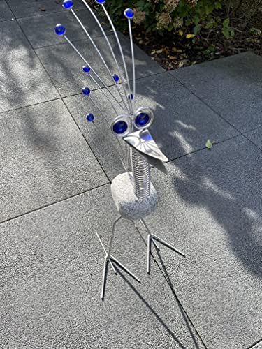 Edelstahl Vogel, Steinvogel 90cm Granitvogel Wippvogel Windspiel...