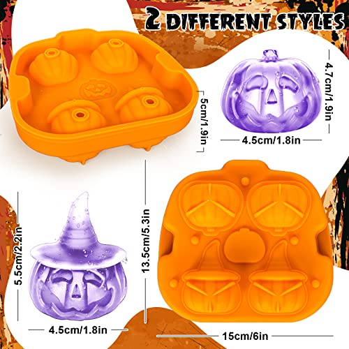 Whaline Halloween Pumpkin Ice Mold Tray With Dropper 3D Pop Orange Silicone Ghost Pumpkin Ice Maker Moulds Pumpkin Shape Whiskey Brandy Ice Mould Tray For Halloween Party Holiday Beverages Decor #TOP1