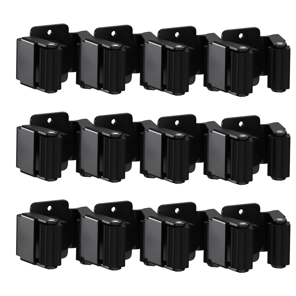 CTRLZS 12PCS Broom and Mop Holder, Heavy Duty Garden Tool Organizer Rack Rake and Shovel Handle, Stainless Steel Mop Hanger