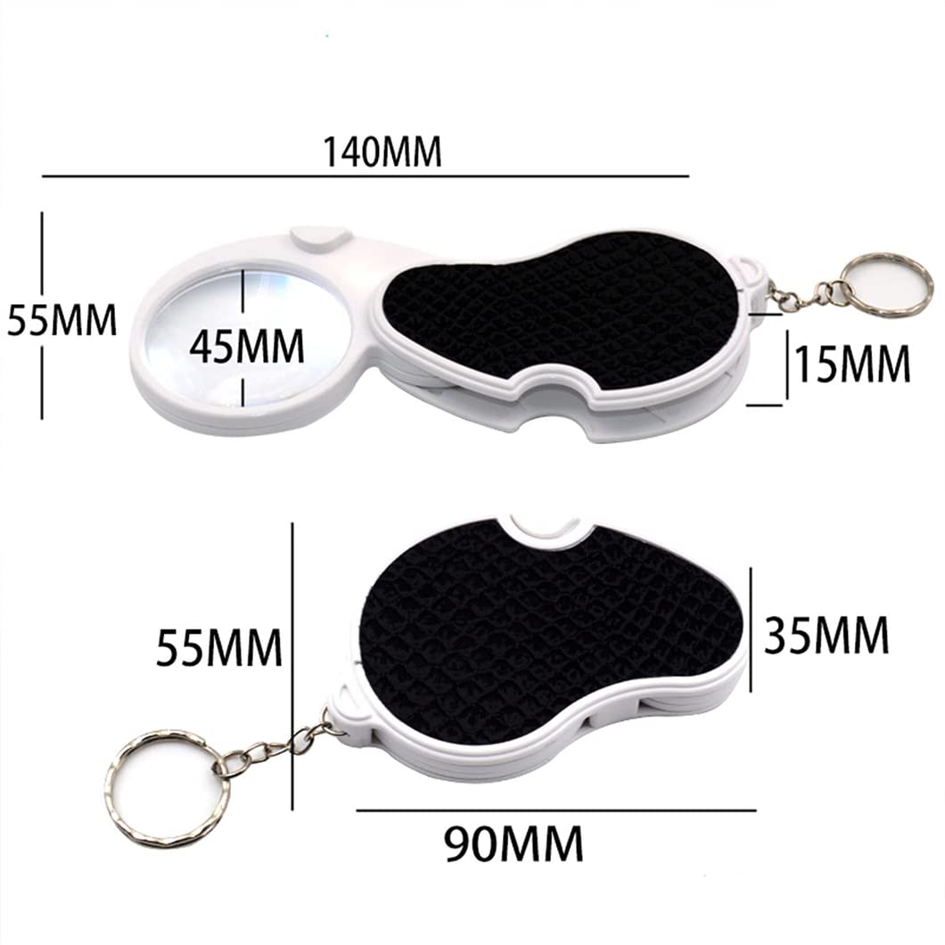 CanEve 2 PCS 40X Mini Lupa LED Lupa de Bolsillo Plegable con luz Lupa con protección giratoria for Lectura Joyeros Inspección Joyas Monedas Hobby TB Lupa (Color : B)