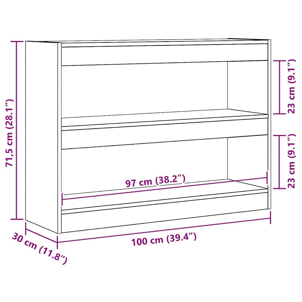 vidaXL Estantería 2 Niveles 100 x 30 x 72 cm Madera de ingeniería | Tiene mucho espacio para tus cosas, Un look minimalista que queda bien en cualquier habitación,