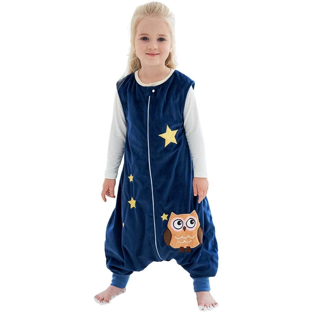 MICHLEY Baby Sleeping Bag Sack with Feet Spring Winter Swaddle Wearable Blanket Sleeveless Nightgowns for Infant Toddler, 1-3T, Dark Blue Owl