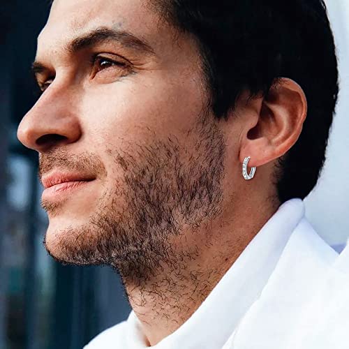 Mens Earrings S925 Sterling Silver Roman Number Small Huggie Hoop Earrings Hypoallergenic For Sensitive Ears Piercing Jewelry #TOP4