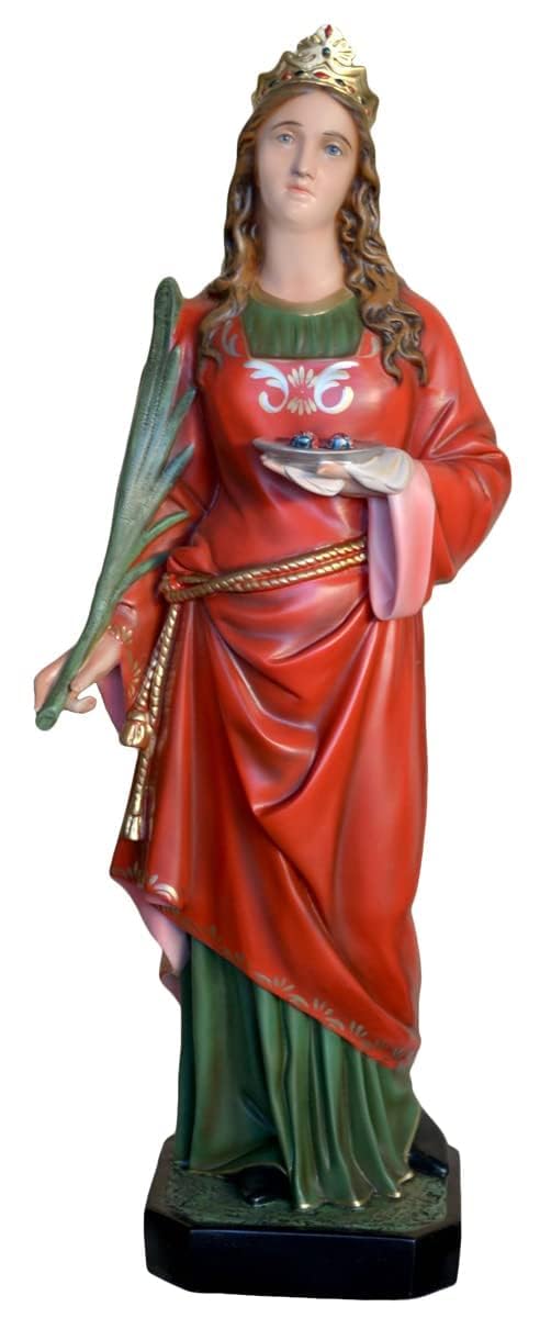 OVUNQUE PROTEGGIMI Statua di Santa Lucia alta cm 107 (42,12 inches) in resina vuota adatta per interni ed esterni fatta a mano (Occhi Dipinti)