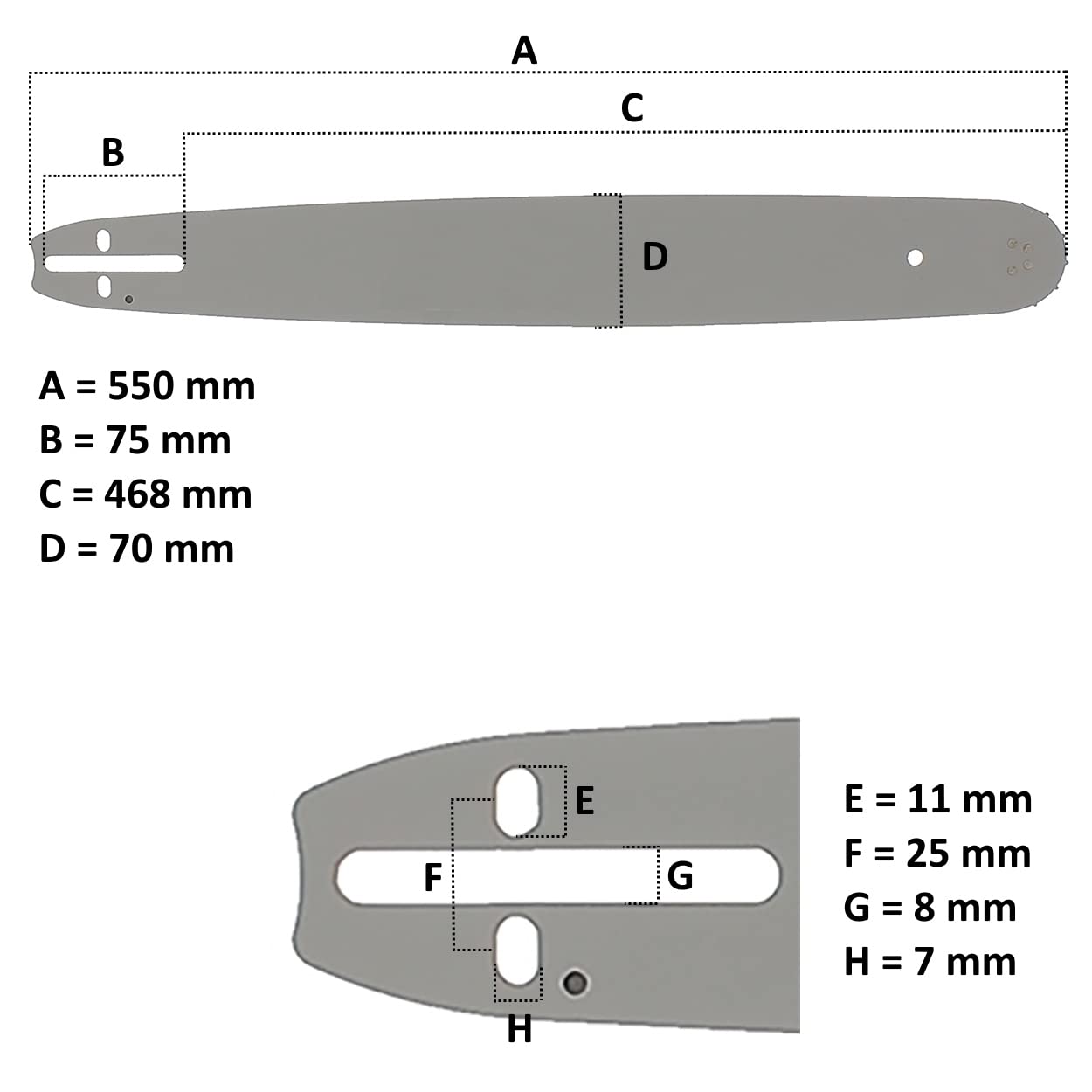 GT Garden Guide 20 Pouces (50 cm) avec Chaîne 76 Maillons pour Tronçonneuse
