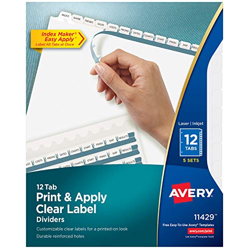 AVERY 3Tab Binder Dividers, Easy Print & Apply Clear Label Strip