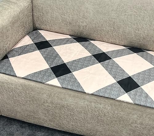 Image of Printed Sofa seat Cover for 5 Seater (3+1+1) with Heavy Antiskid Backing & Machine Washable Sofa seat Runner for Couch - Beige