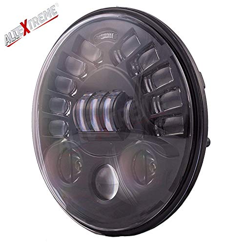 Image of Allextreme EXT7H1P 7 Inch Teeth LED Round Headlight with Turn Signal Indicator & Hi /Low Beam for Bullet, Mahindra Thar (70W)