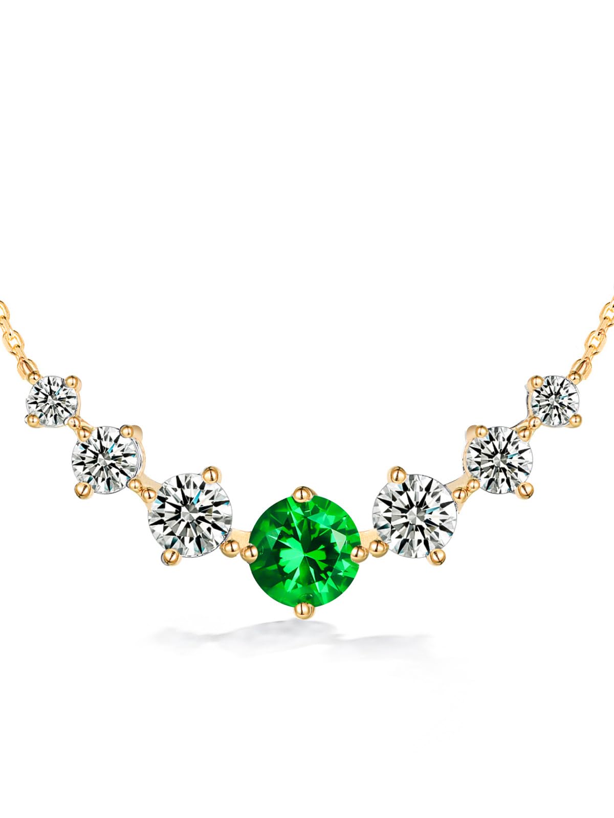 7 Stones Moissanite/Emerald Necklace