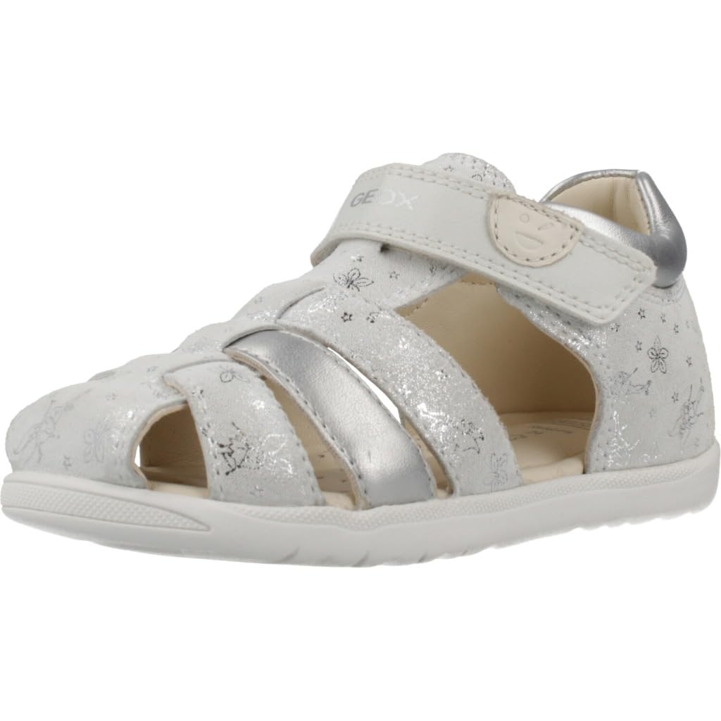 Geox Boy's Girl's B Sandal Macchia Gir, White Silver, 8.5 UK Child