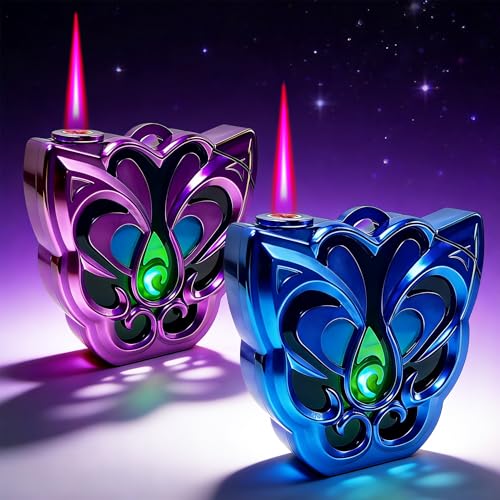 Encendedor antorcha doble diseño mariposa metálico miniatura 1