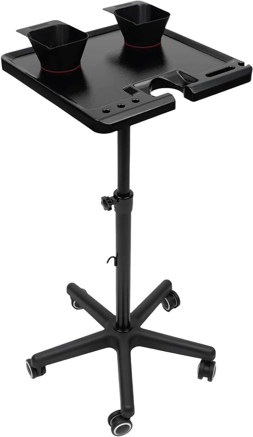 SSDDLZEQ Mobile Salon Station, Salon Trolley Height Adjustable Salon Cart With 2 Magnetic Bowls Salon Rolling Cart Salon Tray On Wheels Salon Trolley Cart