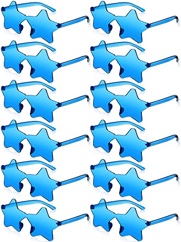 Cindeer 12 Pair Star Shape Glasses Bulk Rimless Sunglass for Women Pentagram Star Team Spirit Accessory