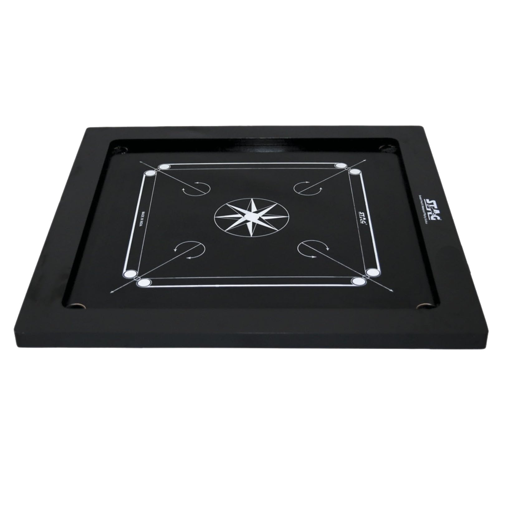Stag Black Carrom Board Game with Coins and Striker (Black)