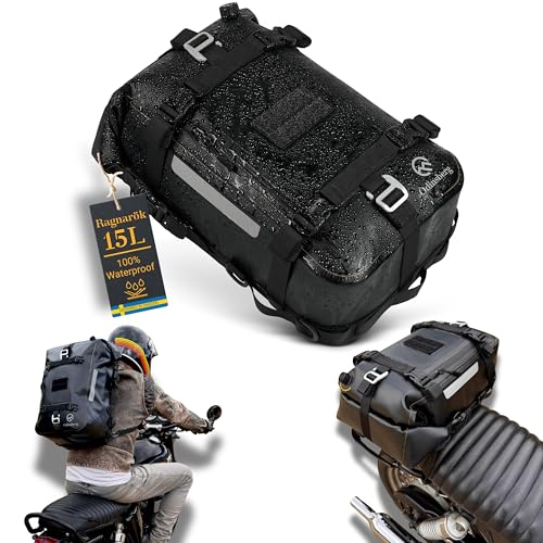 Odinsberg 15L Sacoche Étanche pour Moto | Sac de Selle, Crash Bar, Cavalières et Latérale | Sac à Dos Enduro et Vélo Bagages