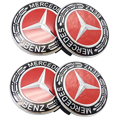 Replacement Wheel Center Caps Emblem Hubcaps 4pcs (Red)