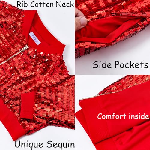 Image of YIYI Mens Jacket Bomber Sequin Sparkly Varsity Unique Glitter Jacket Male Party Shiny Outwear Coat Birthday Holiday Clothes