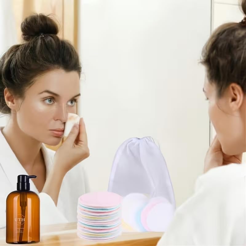 8/10pcs Reusable Makeup Remover Pads – Soft Facial Cleansing Pads for Quick Makeup Removal, Use with Cleanser or Makeup Remover, Machine Washable, Eco-Friendly Deep Cleaning Face Pads — view 5