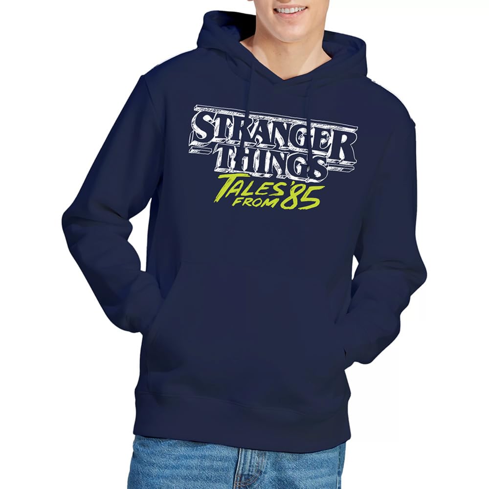 Stranger Things Tales From 85 Two Tone Logo Unisex Hoodie, Navy, Medium