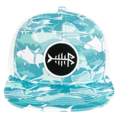Image of BASSDASH Flat Brim Trucker Cap Adjustable Snapback Hat Mesh Back for Men Women