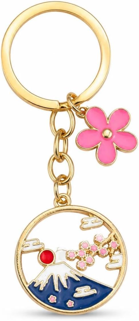 Zinc Alloy Keychain With Enamel Mount Cherry Blossom Pattern Unique Hollow Out Shape For Visual Multi Purpose Attachment For Keys Purses And
