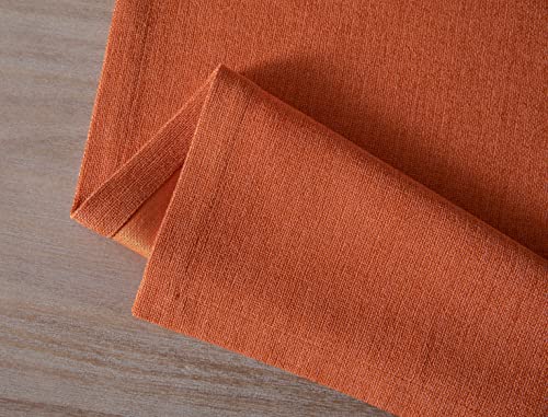 Image of ZeeMart Burlap Style Farmhouse Table Runners 90 Inches Long, Burnt Orange Rustic Woven Dining Table Runner for Everyday Use, 14x90 Inches, Harvest Pumpkin
