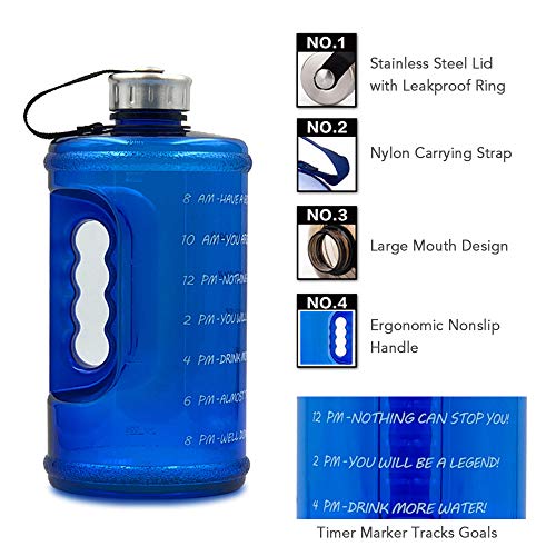 KKmoon Garrafa de água de motivação de 2.2L com marcador de tempo Acampamento ao ar livre, caminhada