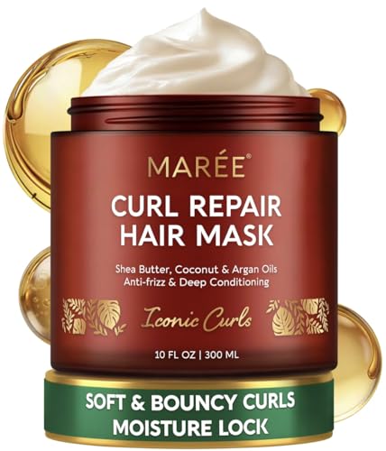 MAREE Curl Repair Hair Mask - Deep Conditioning Care for Damaged, Dry Curly Hair Products for Women & Men - Curl Moisturizer & Conditioner - Tratamiento Mascarilla para el Cabello Seco y Maltratado