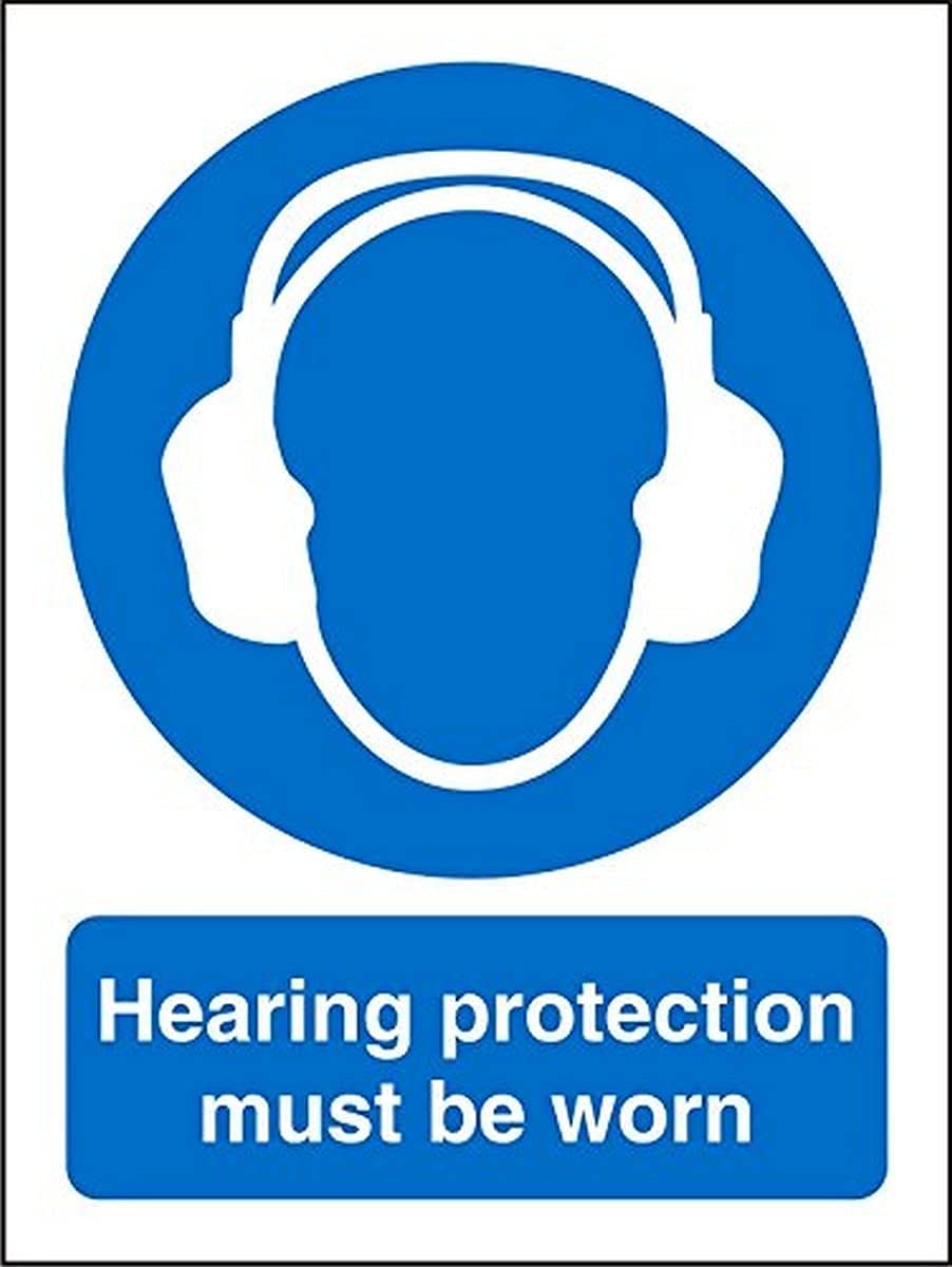 Seco Hearing Protection Must Be Worn Sign, 200mm x 300mm - Self Adhesive Vinyl