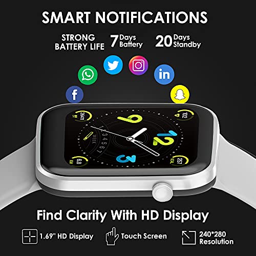 Image of Probus P15 Full Touch Smart Watch 1.69 inch Industry Leading Display With 7 Days Battery Life, IP67 Water Resistant ,Blood Oxygen and Heart Rate Monitor, Sleep & Step Tracker, Smart Notification And Multiple Watch Faces(Grey)