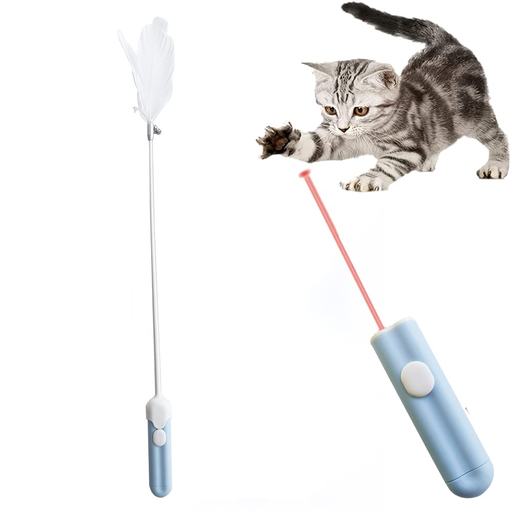 NeoStyle3 in 1 Cat Laser Toy,Interactive Cat Feather Toy,Feather Teaser,Cat Toy Stick,Cat Wand Toys for Indoor Cats,Cat Wand Toy,Tease Cat Supplies (Laser Feather)
