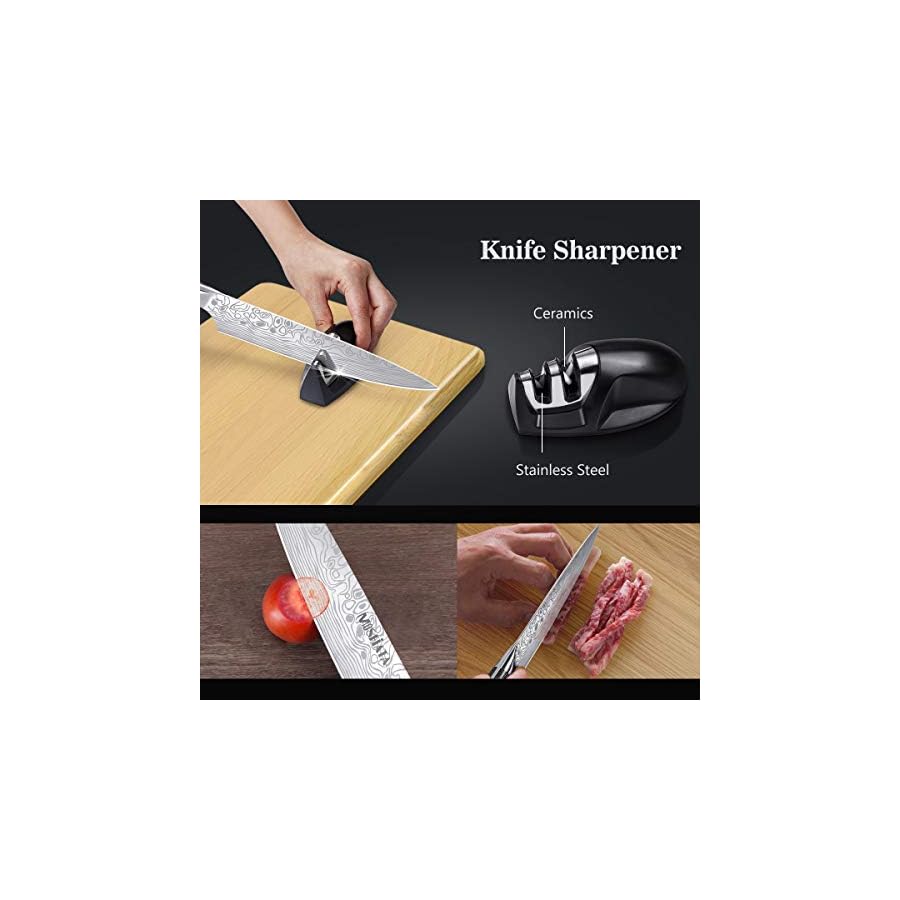 MOSFiATA-8-Super-Sharp-Professional-Chefs-Knife-with-Finger-Guard-and-Knife-Sharpener-German-High-Carbon-Stainless-Steel-EN14116-with-Micarta-Handle-and-Gift-Box MOSFiATA 8" Super Sharp Professional Chef's Knife with Finger Guard and Knife Sharpener, German High Carbon Stainless Steel EN1.4116 with Micarta Handle and Gift Box