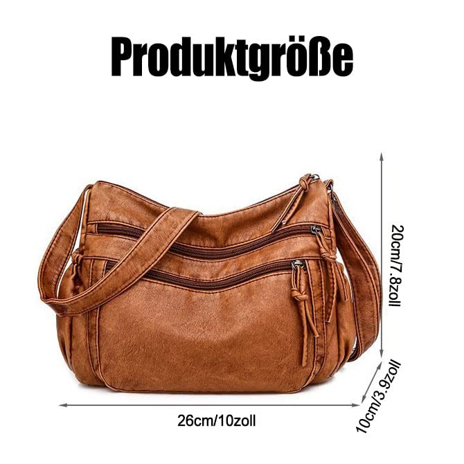Kleine Handy Umhängetasche Damen Handytasche zum Umhängen Leder Crossbody Bag mit Breiter Gurt für iPhone Samsung Huawei – Bild 4