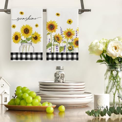 Artoid-Mode-Buffalo-Plaid-Sunflowers-Sunshine-Summer-Kitchen-Towels-Dish-Towels-18×26-Inch-Farmhouse-Summer-Decoration-Hand-Towels-Set-of-2 Artoid Mode Buffalo Plaid Sunflowers Sunshine Summer Kitchen Towels Dish Towels 18×26 Inch Farmhouse Summer Decoration Hand Towels Set of 2
