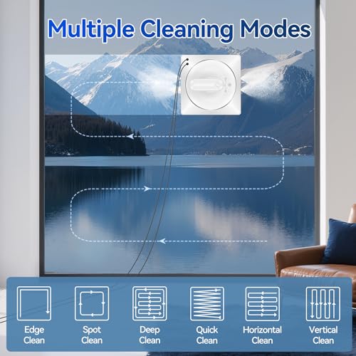 Jemyths Fensterputzroboter, Elektrischer Fensterputzer mit 4 Düsen und 120ml Tank, Fensterreiniger Roboter mit Intelligenter Pfadplanung Effiziente Reinigung für Innen- und Außenfenster