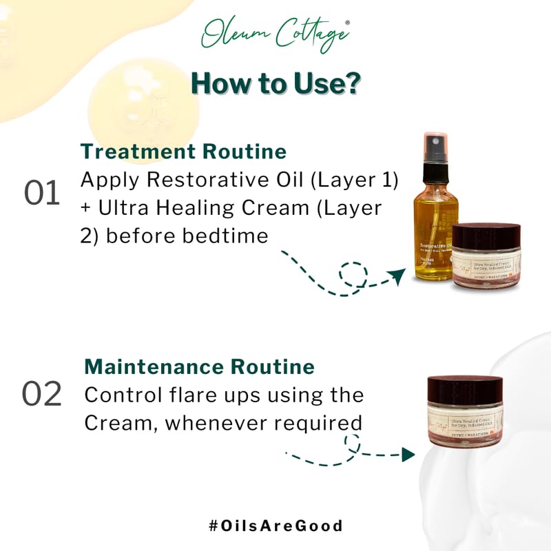 Image of Oleum Cottage Skincare Bundle for Small Patches on the Body for Eczema, Psoriasis and Dermatitis | Contains Restorative Oil and Ultra Healing Cream | Reduces Itchiness and Soothes Flare-Ups