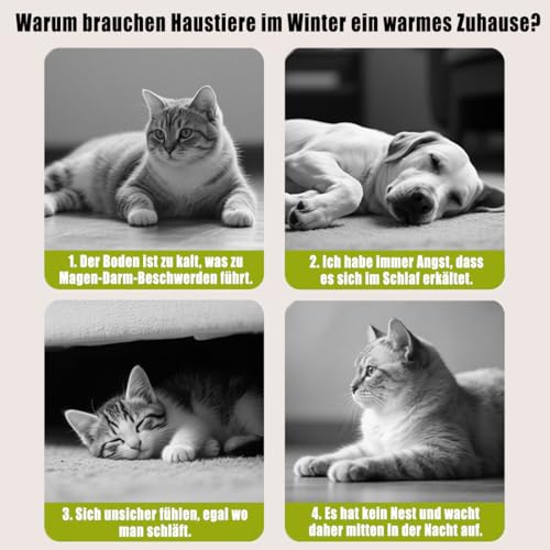 Ruileyou Abnehmbares und Waschbares, Geschlossenes Winter-Katzenbett, Mit abnehmbarem Kissen, geeignet für kleine Katzen und Hunde (Hellbeige, M（45 x 30 x 19 cm）)
