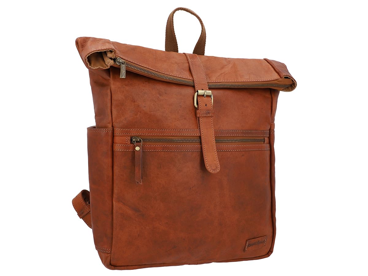 Gusti Zaino In Pelle Milo - Zaino Vintage In Pelle Da Uomo E Donna Con Scomparto Per Laptop Impermeabile, Bagaglio A Mano 15 Pollici, Organizer, Scomparto AirTag, Robusto Zaino Business Per La Scuola
