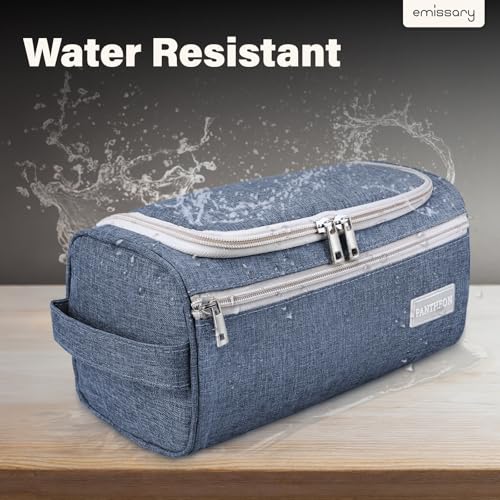 Image of Pantheon Men's Toiletry Bag - Travel Toiletry Bag Wash Bag Hanging Dopp Kit Shaving Kit for Bathroom Shower - Mens Travel Bag Hanging Toiletry Organizer Toiletry Kit for Traveling (Blue)