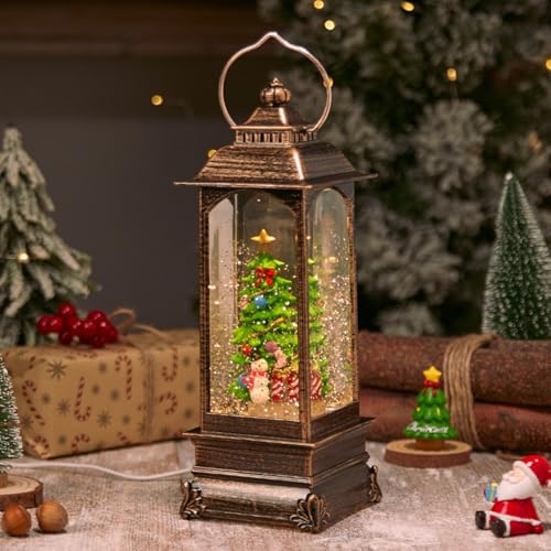 Neakarfer-クリスマスツリーLED冬のデスクトップ装飾、音楽ボックス、物体、明かり、レトロ、かわいい、プレゼントの光る小さな彫刻、テレビ、サンタクロース/雪だるまの置物の小さな夜灯 (ランプ回転4)
