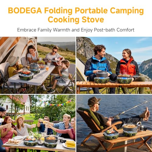 BODEGA 2 Burner Camping Stove, 20000 BTU Folding Propane Camp Stove with Adjustable Burners,Portable Dual Gas Stoves with Carry Handle&Bag Frying Pan for Camping,BBQ,RV,Home,Camping Essentials Gear - Image 7