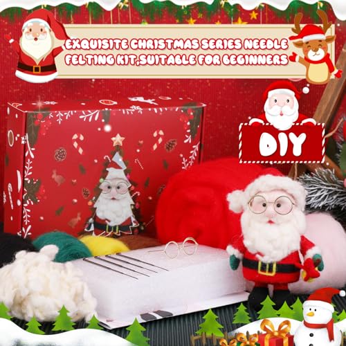 WONVOC Needle Felting Kit, Beginners Wool Felting Kit Adult, Complete Needles Felting Tools and Supplies with Wool Roving, Felting Needles, Pad, Instruction, Christmas Old Man by WONVOC - Image 3