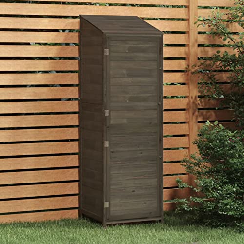 Gecheer Geräteschuppen Anthrazit 55x52x174 5 cm Massivholz Tanne Stauraum für Garten Rasenpflegegeräte und Gartengeräte