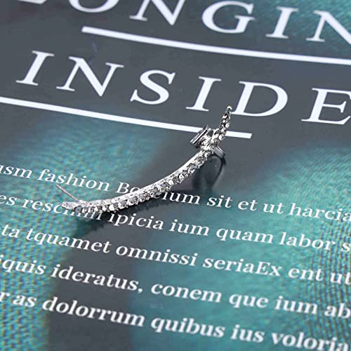 Boho Long Crystal Cuff Wrap Earrings Silver Bar Rhinestone Climber Earring Cz Ear Pins Crawler Earring Cz Wrap Cuff Earrings Jewelry for Women4