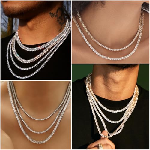 Michooyel Tennis Necklace for Women Tennis Chain Women Iced Out Necklace Prong-Setting 5A Cubic Zirconia Stones Fashion Jewelry 3mm 4mm 5mm 6mm, 16,18,20,22,24 Inches3