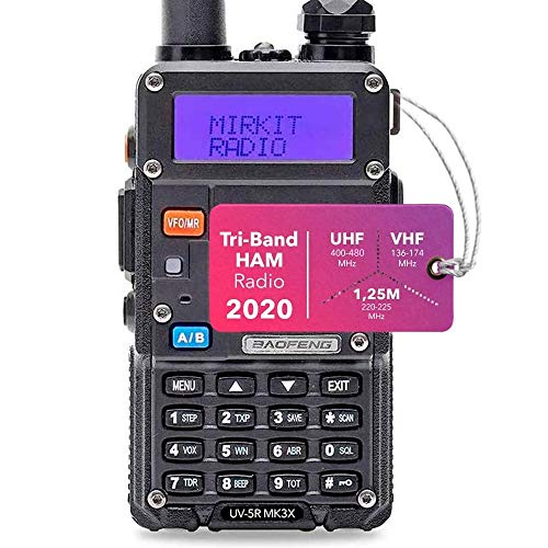 Mirkit x Baofeng Radio UV-5R MK3X 5W Power 2020 2100 mAh Li-ion Battery, Tri-Band Radio VHF, 1.25M, UHF, Mirkit Edition and Neck Strap Lanyard Mirkit Ham Radio Operator