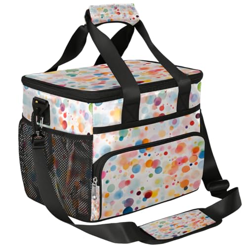 Abstract Dots Insulated Picnic Backpack Lunch Box for Women Men Picnic Basket Tote Lunch Bag Picnic Bag Portable Lunch Bags for Picnic, Beach, Work, Trip,Office, Camp Colorful Dot